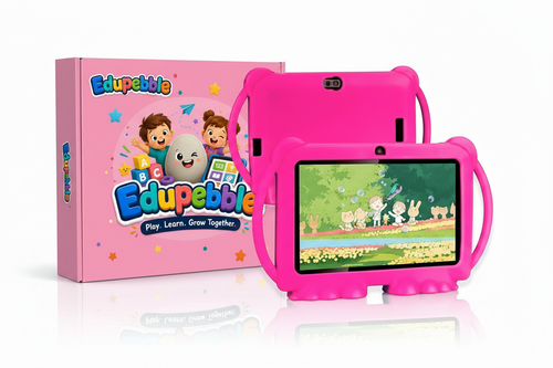 Edupebble Pink Tablet Next to Box