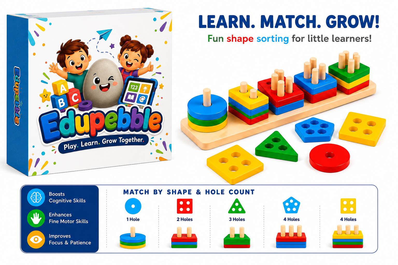 Wooden Fun Shape Sorting Stacker
